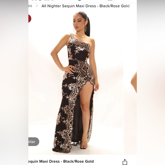 Fashion Nova Dresses & Skirts - Fashion Nova NWT All Nighter Sequin Maxi Dress in Black/Rose gold in Large